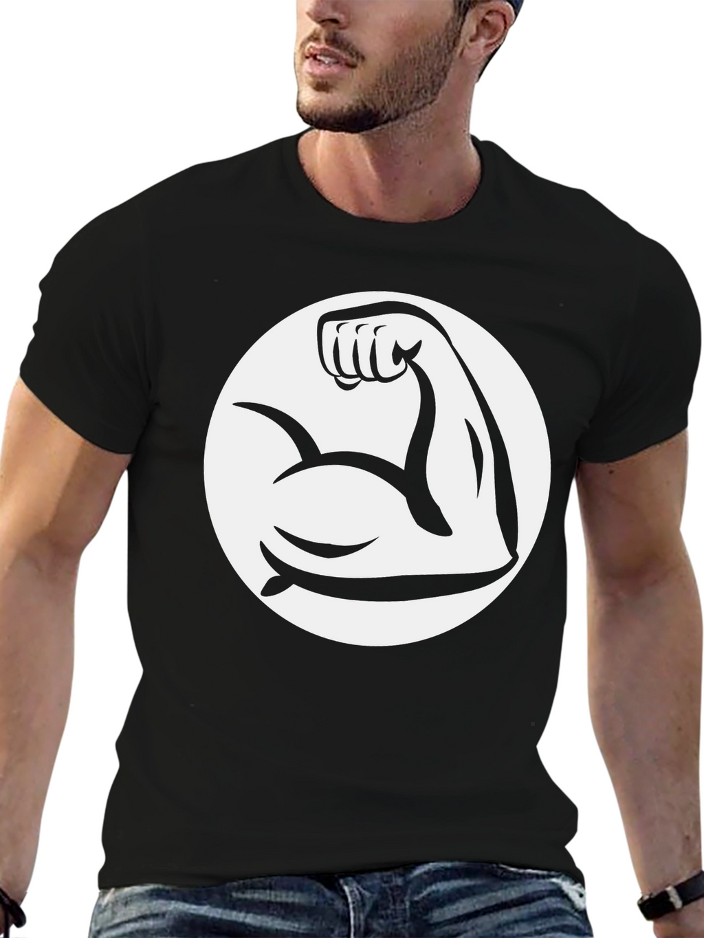 Black Muscle Arm Graphic Tee
