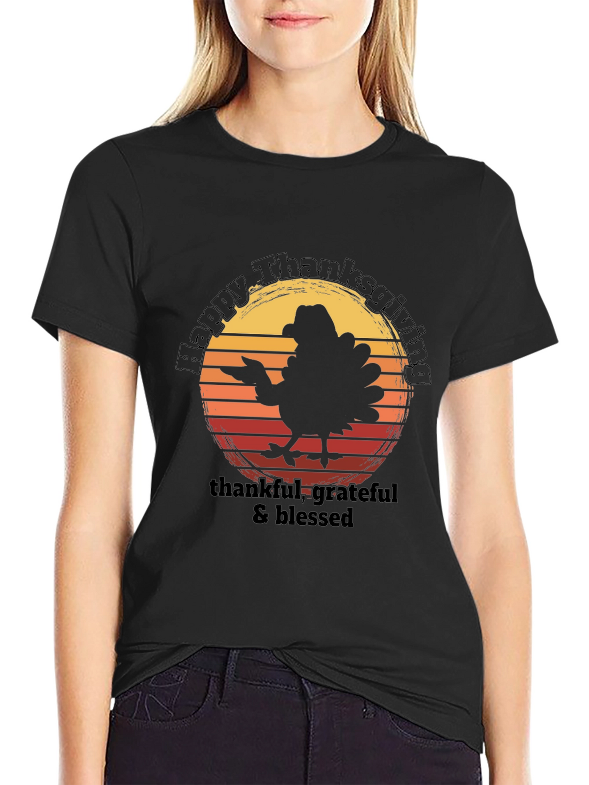 Happy Thanksgiving Turkey Graphic T-Shirt