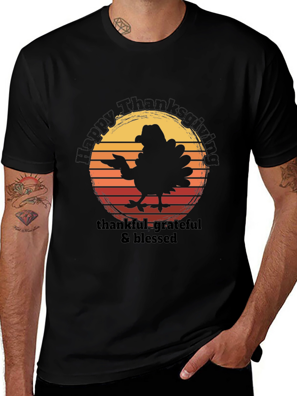 Happy Thanksgiving Turkey Graphic T-Shirt