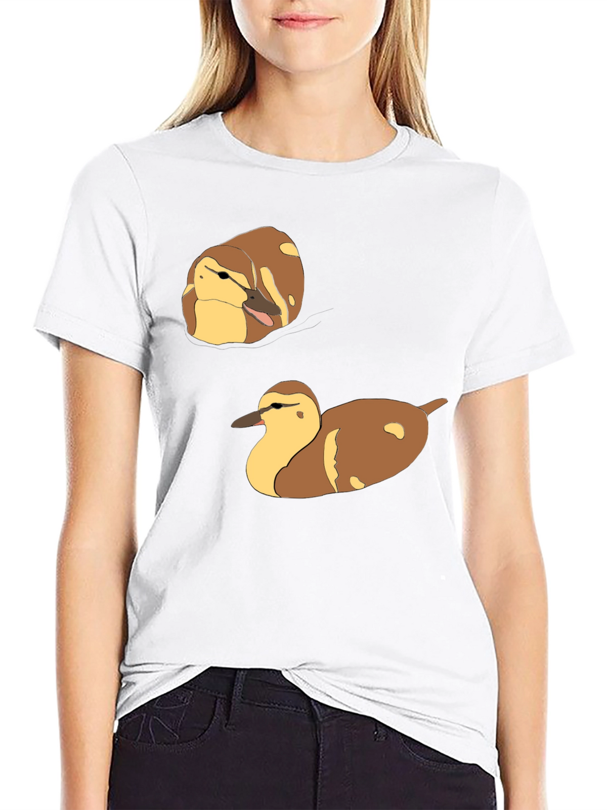 Duck T-Shirt: Brown and Yellow Quack Pair Design