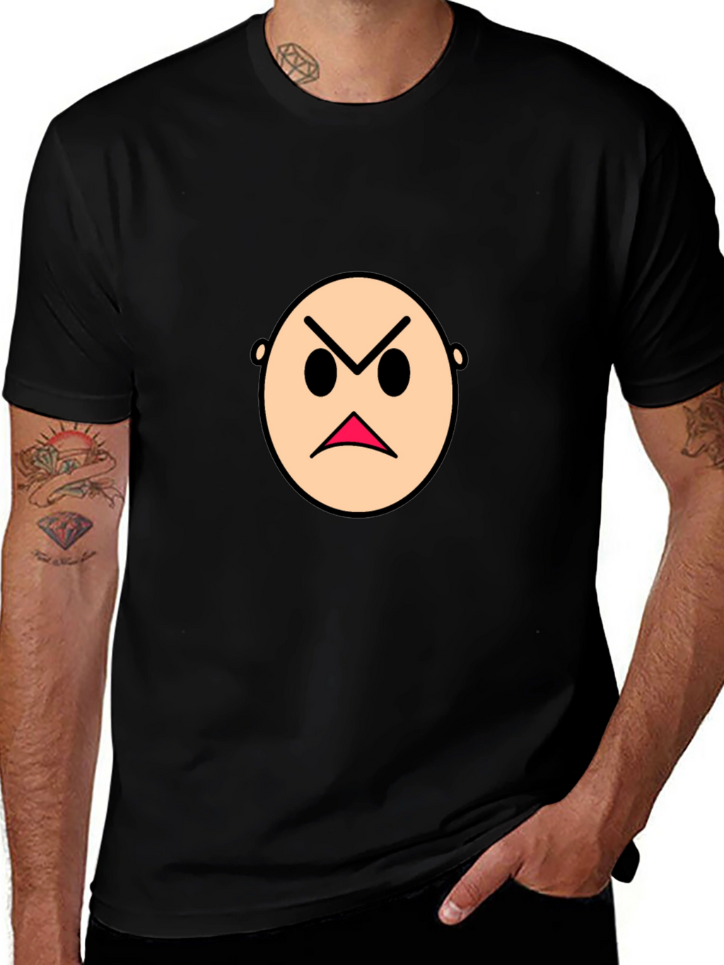 Angry Emoji Graphic Black T-Shirt