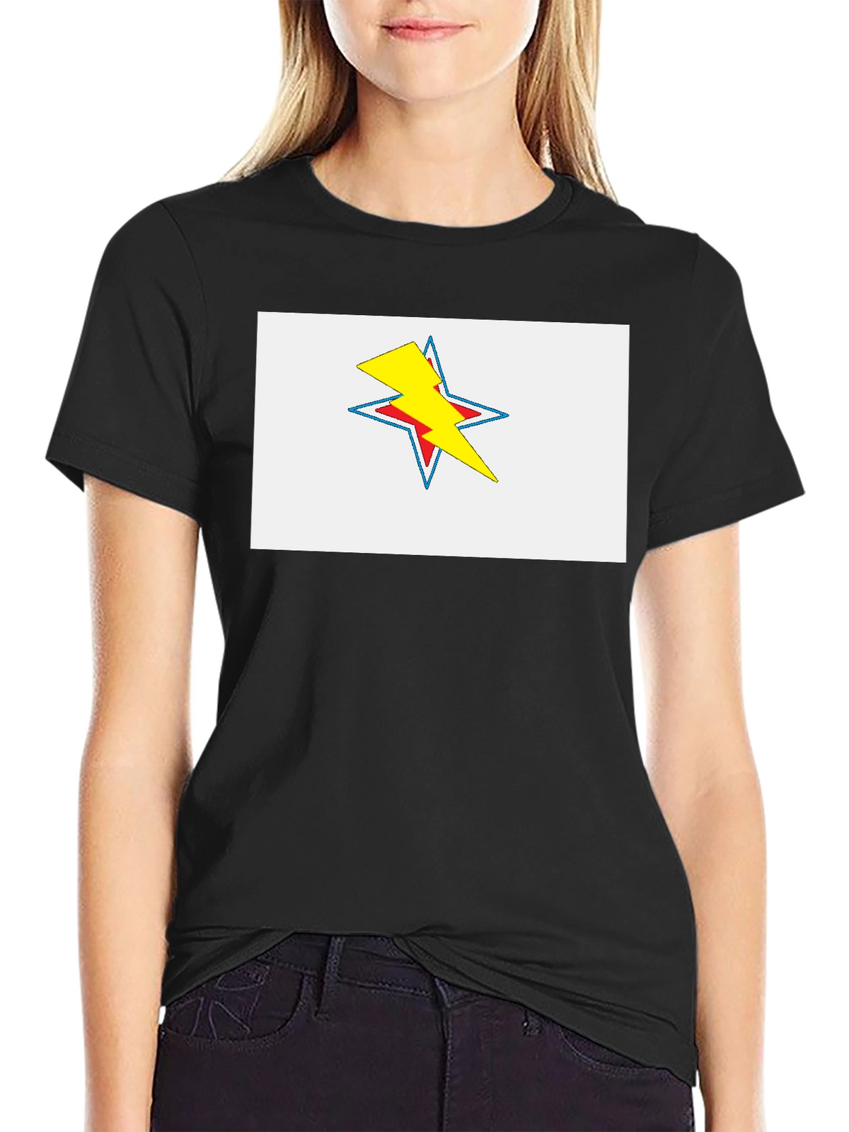 Star Lightning Bolt Graphic Tee - Black