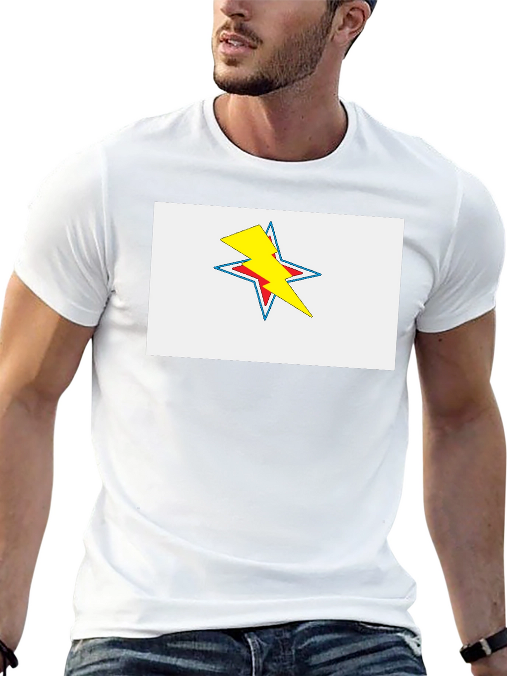 Star Lightning Bolt Graphic Tee - Black