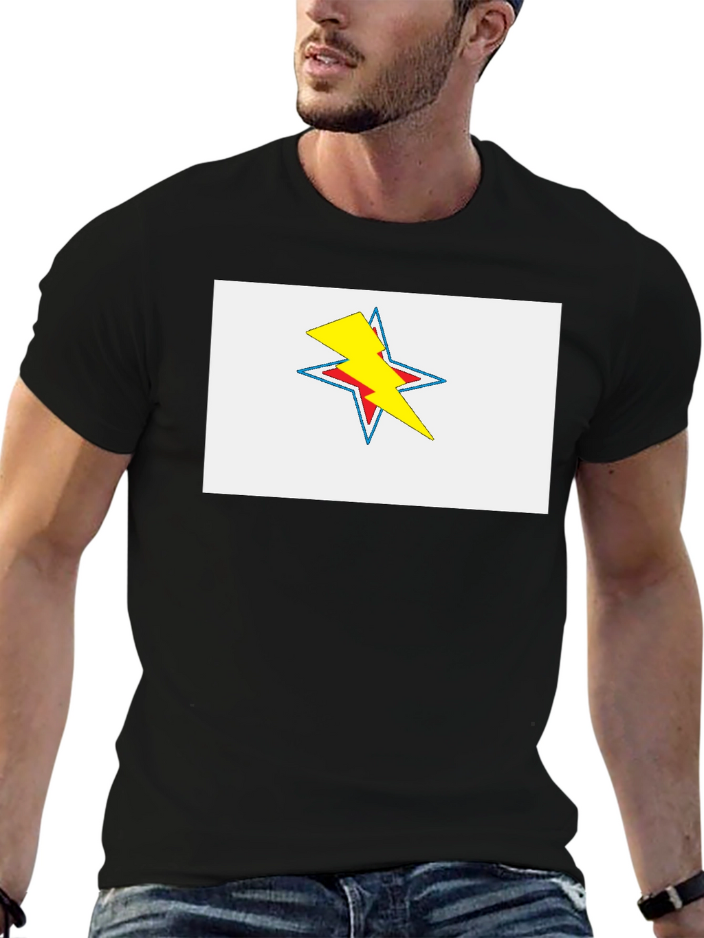 Star Lightning Bolt Graphic Tee - Black