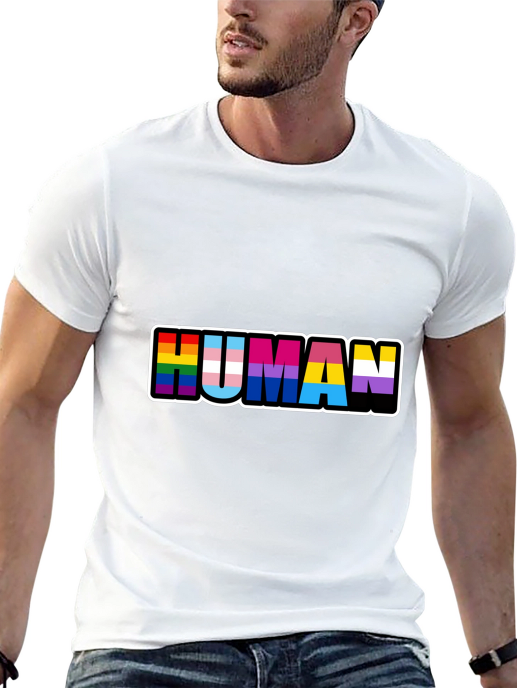 Human Pride T-Shirt Black LGBTQ+ Pride Tee