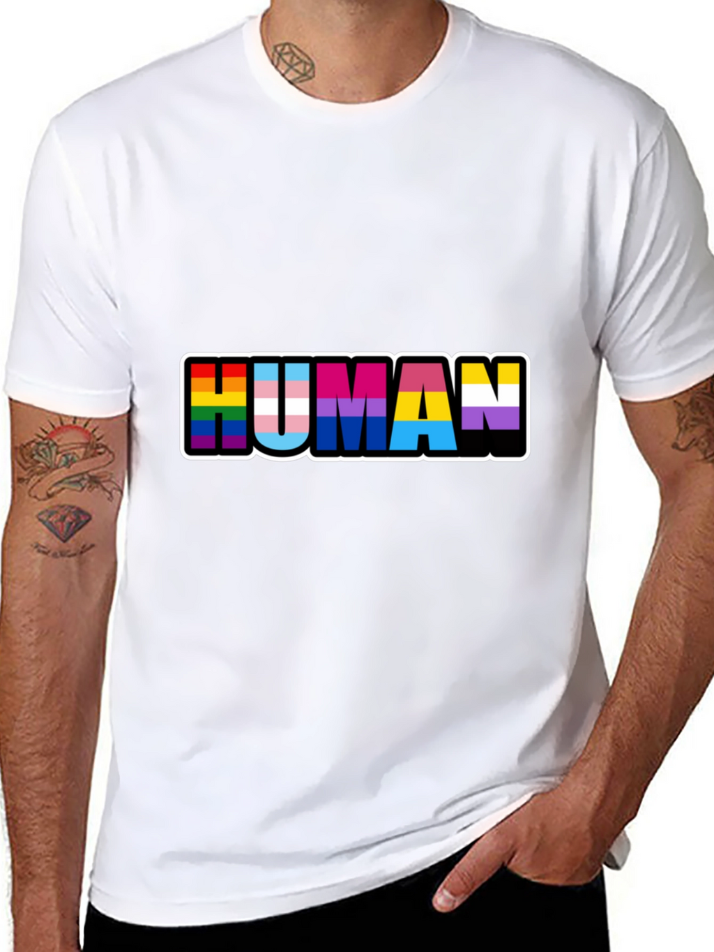 Human Pride T-Shirt Black LGBTQ+ Pride Tee