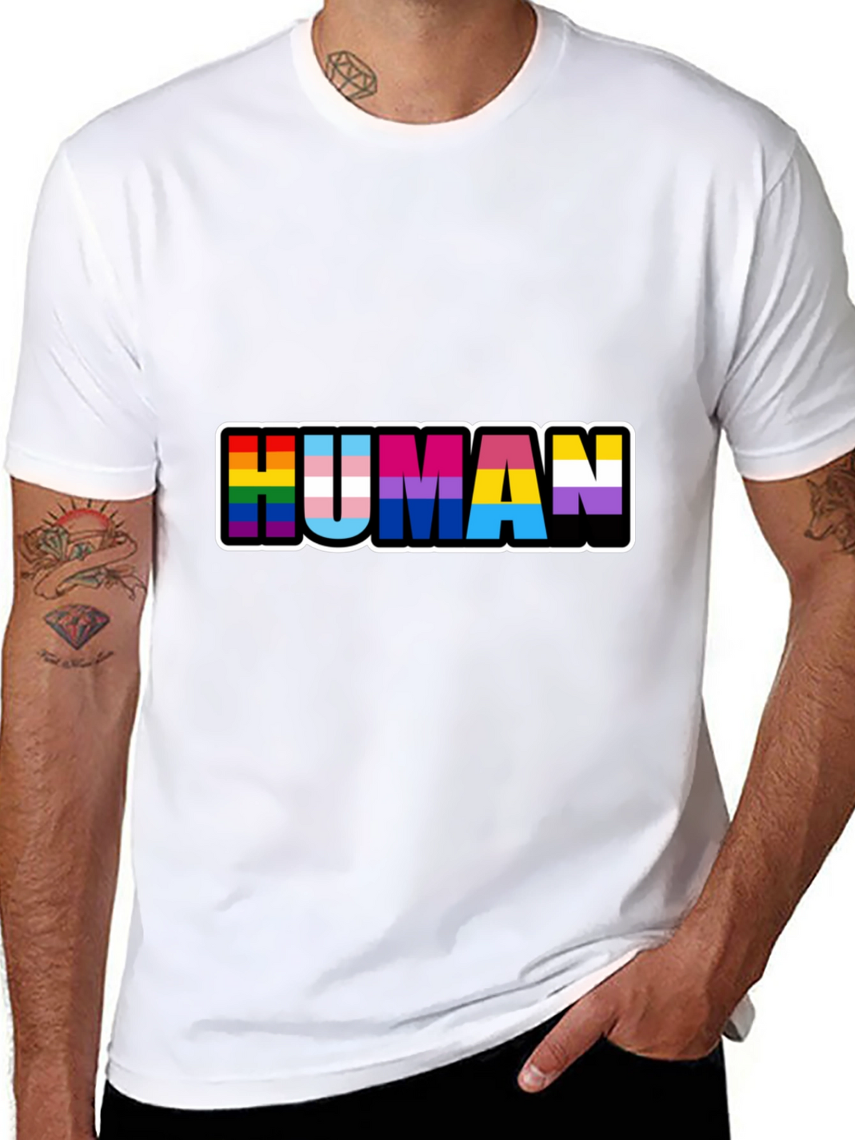 Human Pride T-Shirt Black LGBTQ+ Pride Tee