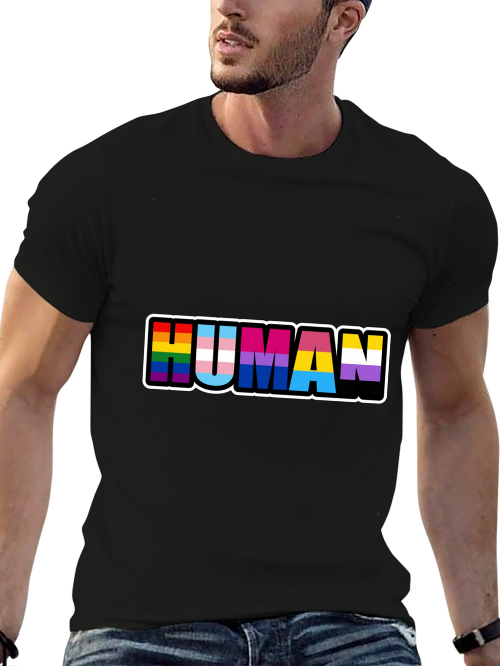 Human Pride T-Shirt Black LGBTQ+ Pride Tee