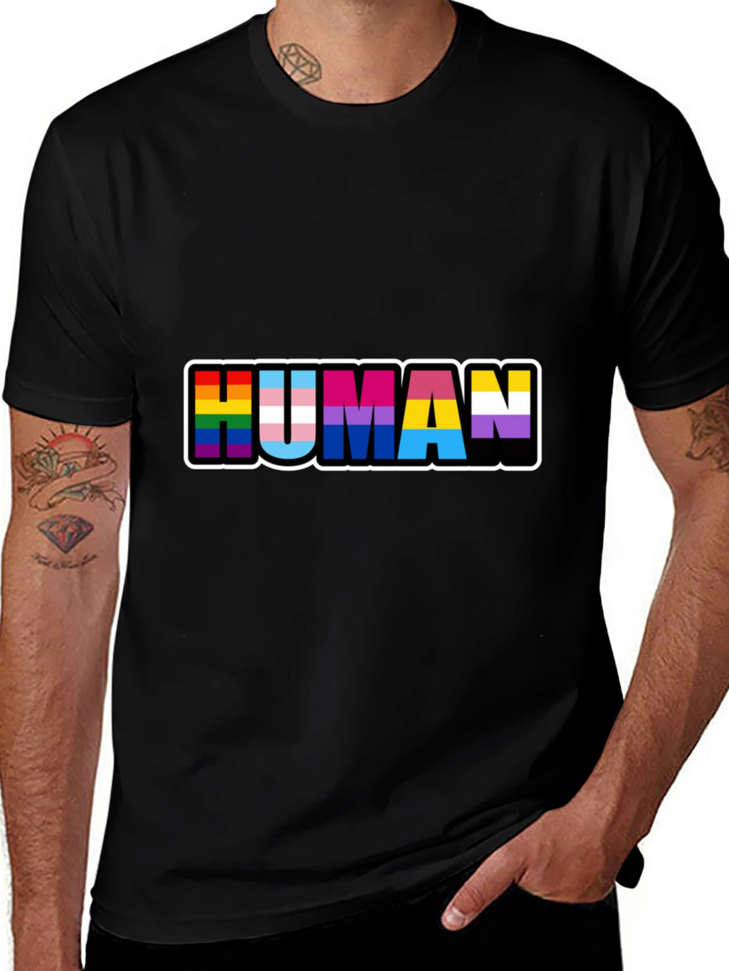 Human Pride T-Shirt Black LGBTQ+ Pride Tee