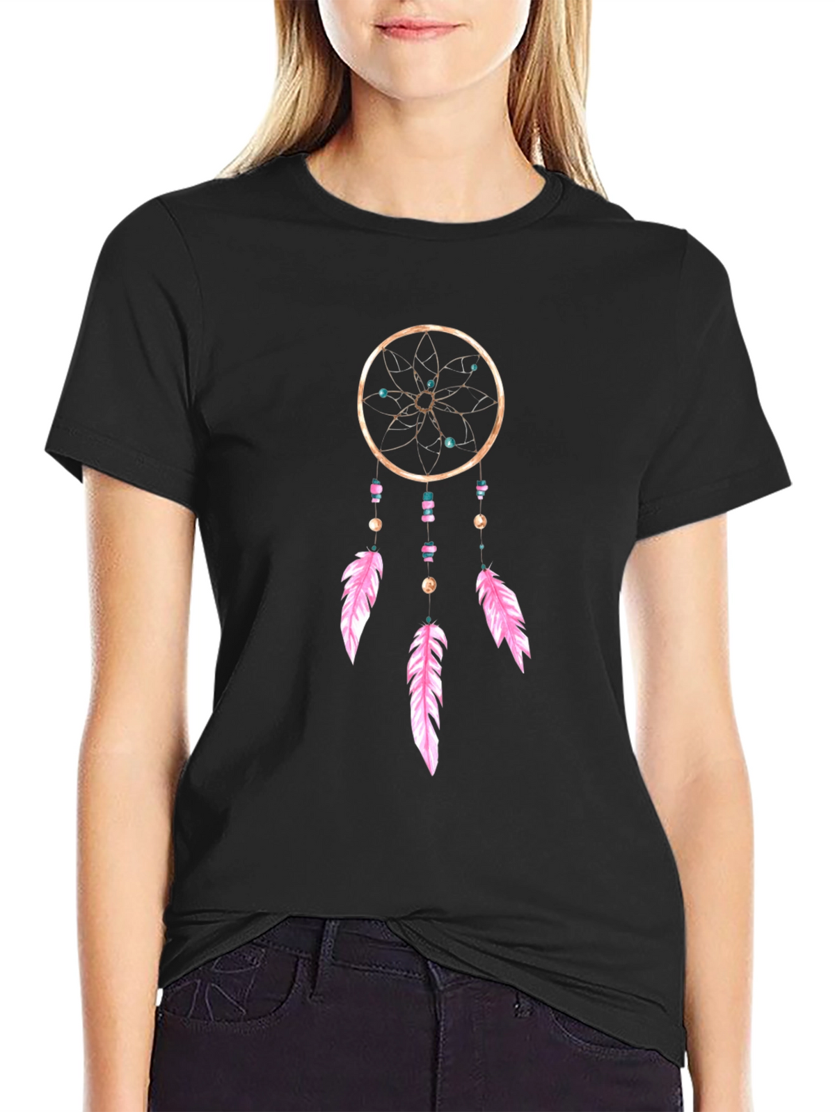 Dreamcatcher Graphic Tee - Black Cotton Comfort