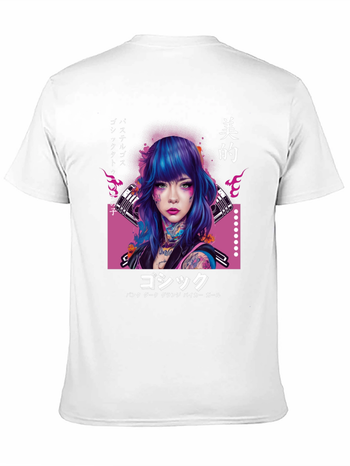 Gothic Punk Girl Graphic Tee - Japanese Inspired