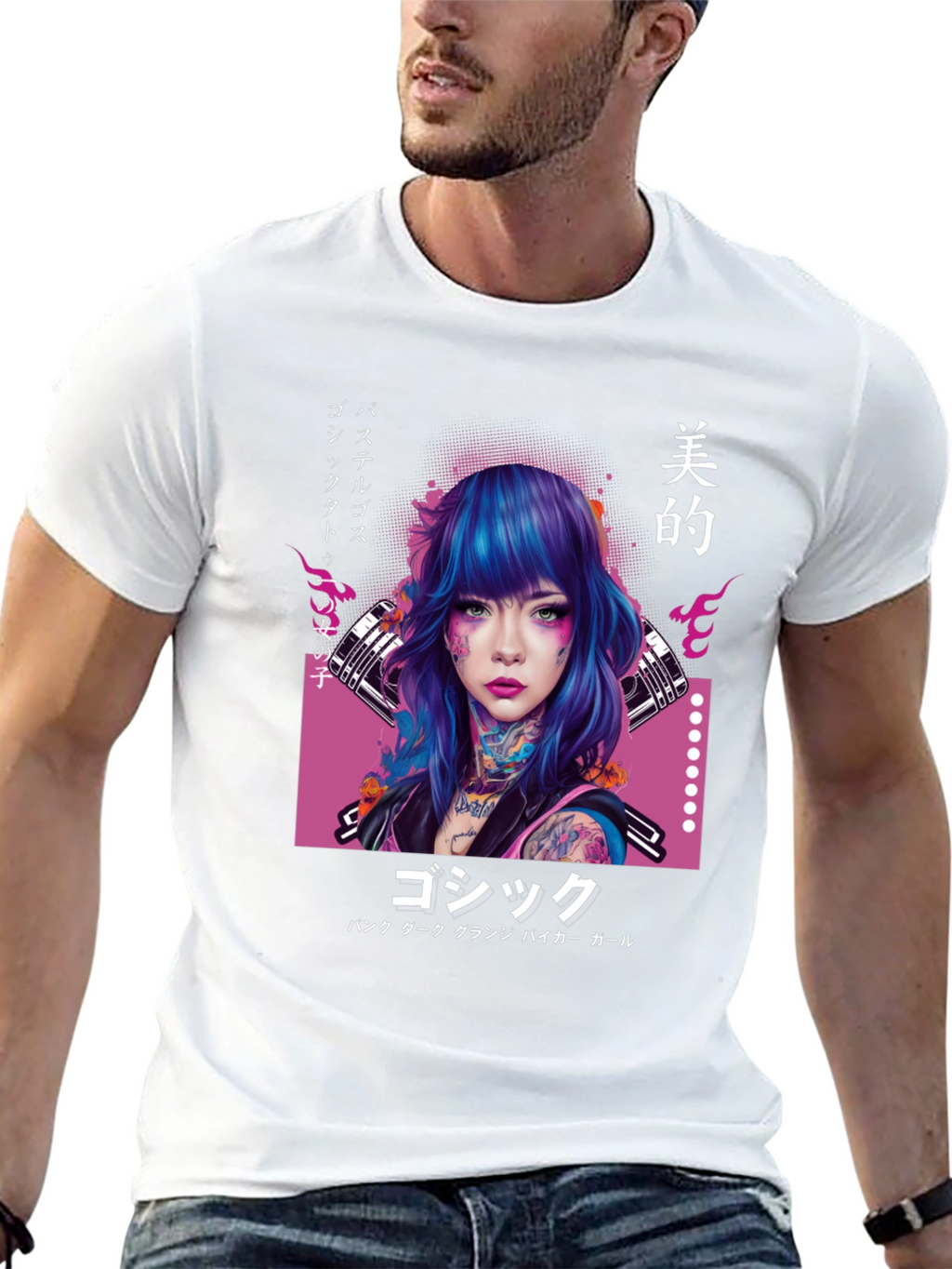Gothic Punk Girl Graphic Tee - Japanese Inspired
