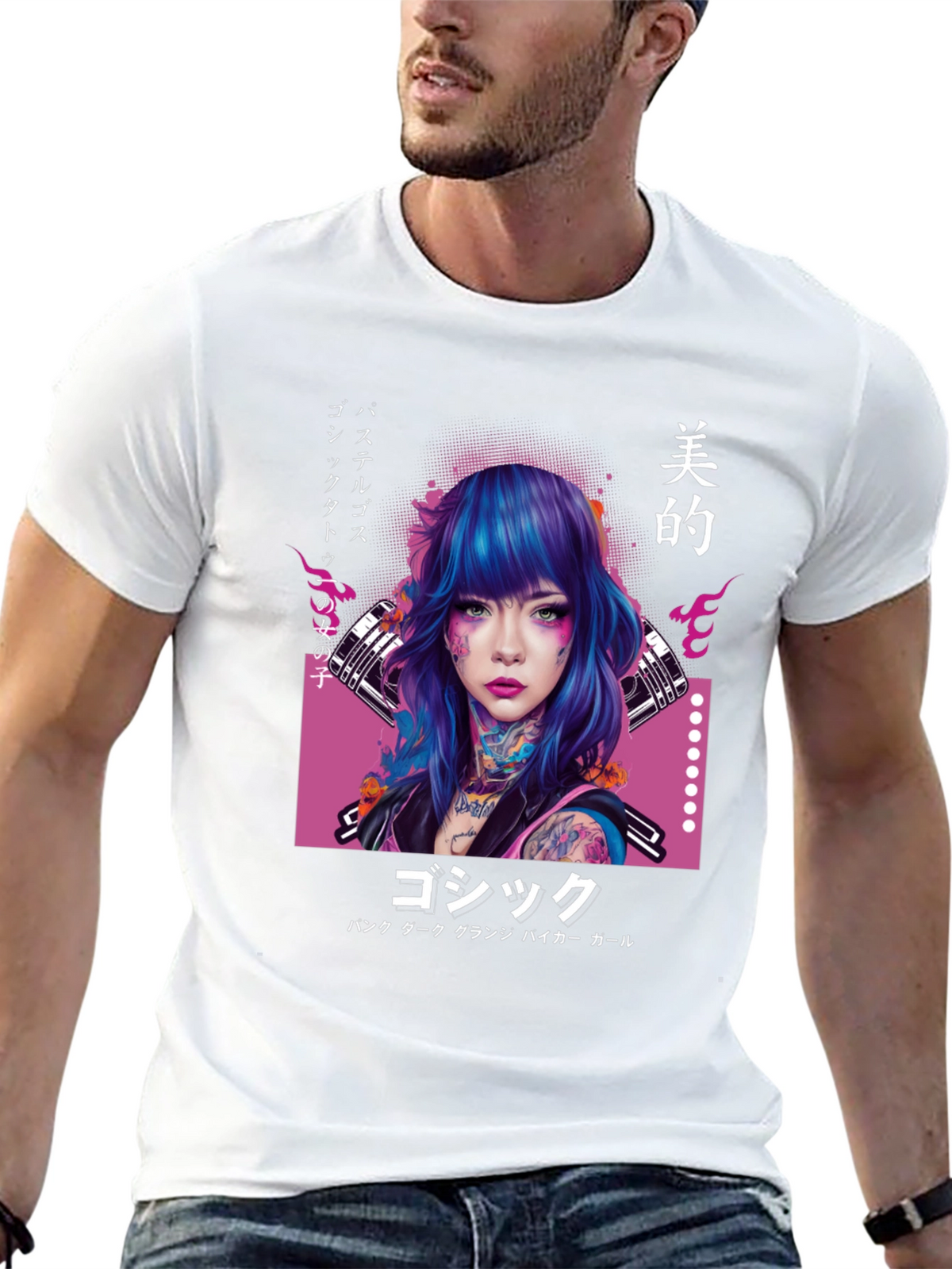 Gothic Punk Girl Graphic Tee - Japanese Inspired