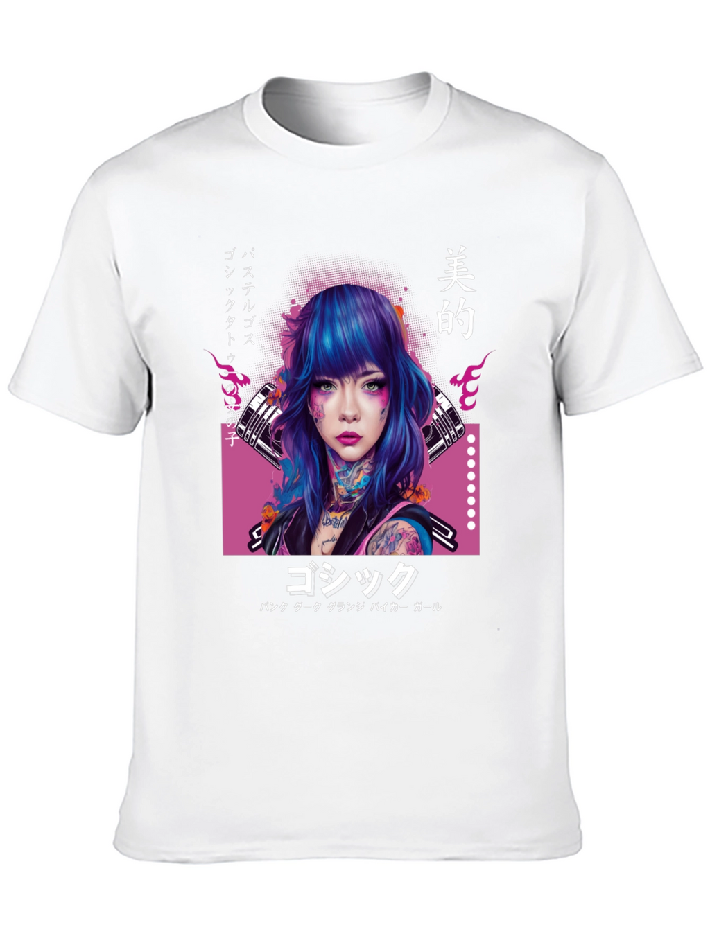 Gothic Punk Girl Graphic Tee - Japanese Inspired