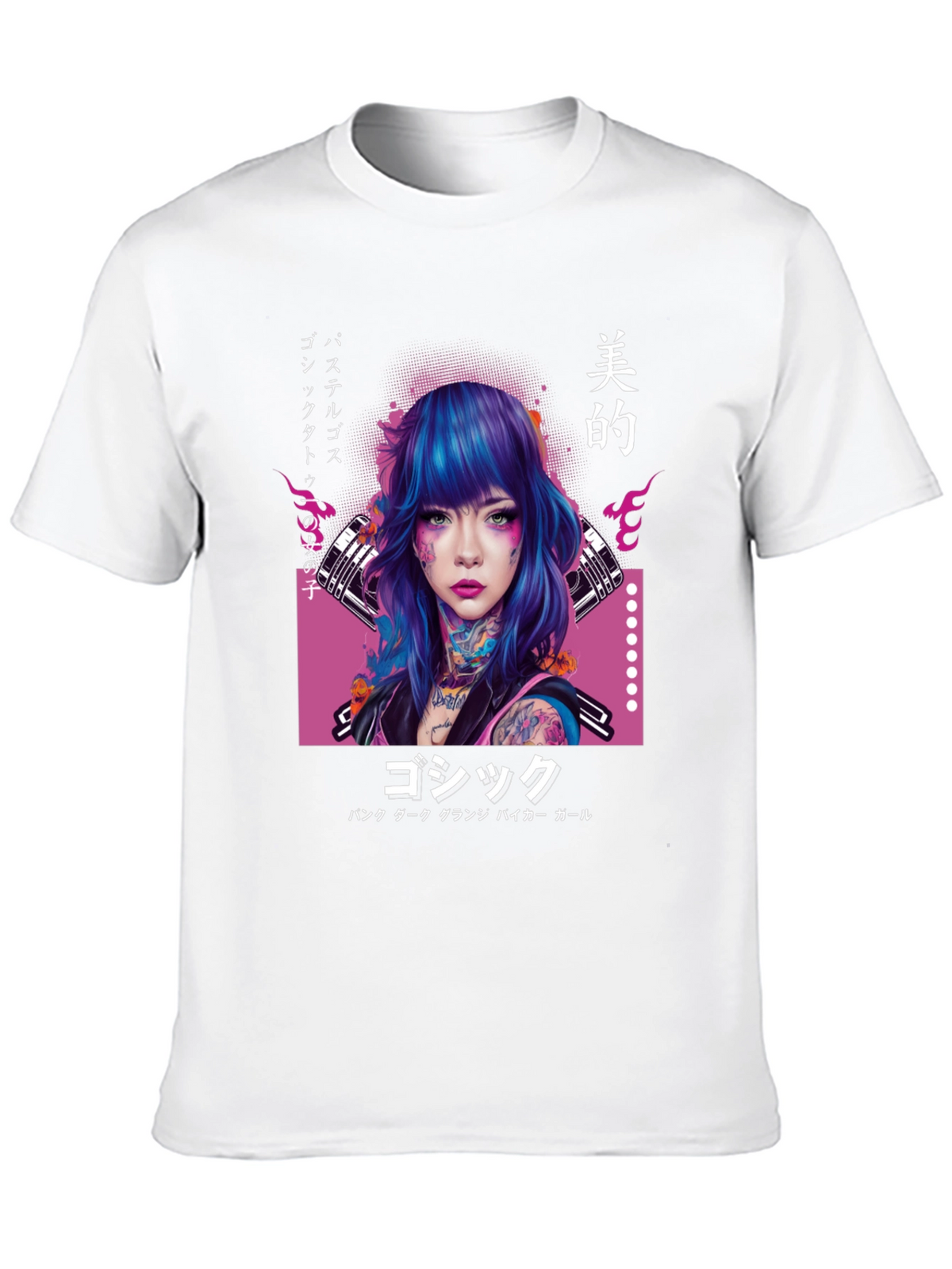 Gothic Punk Girl Graphic Tee - Japanese Inspired