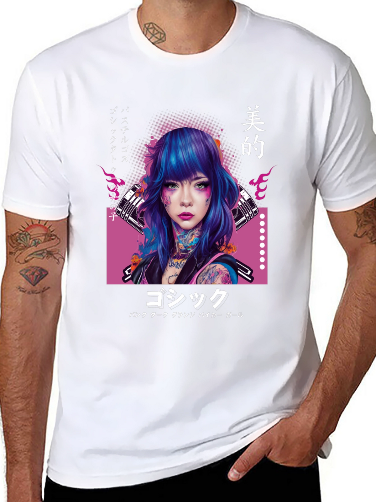 Gothic Punk Girl Graphic Tee - Japanese Inspired