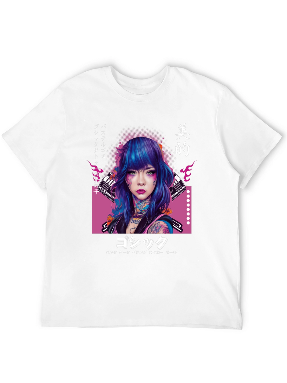 Gothic Punk Girl Graphic Tee - Japanese Inspired