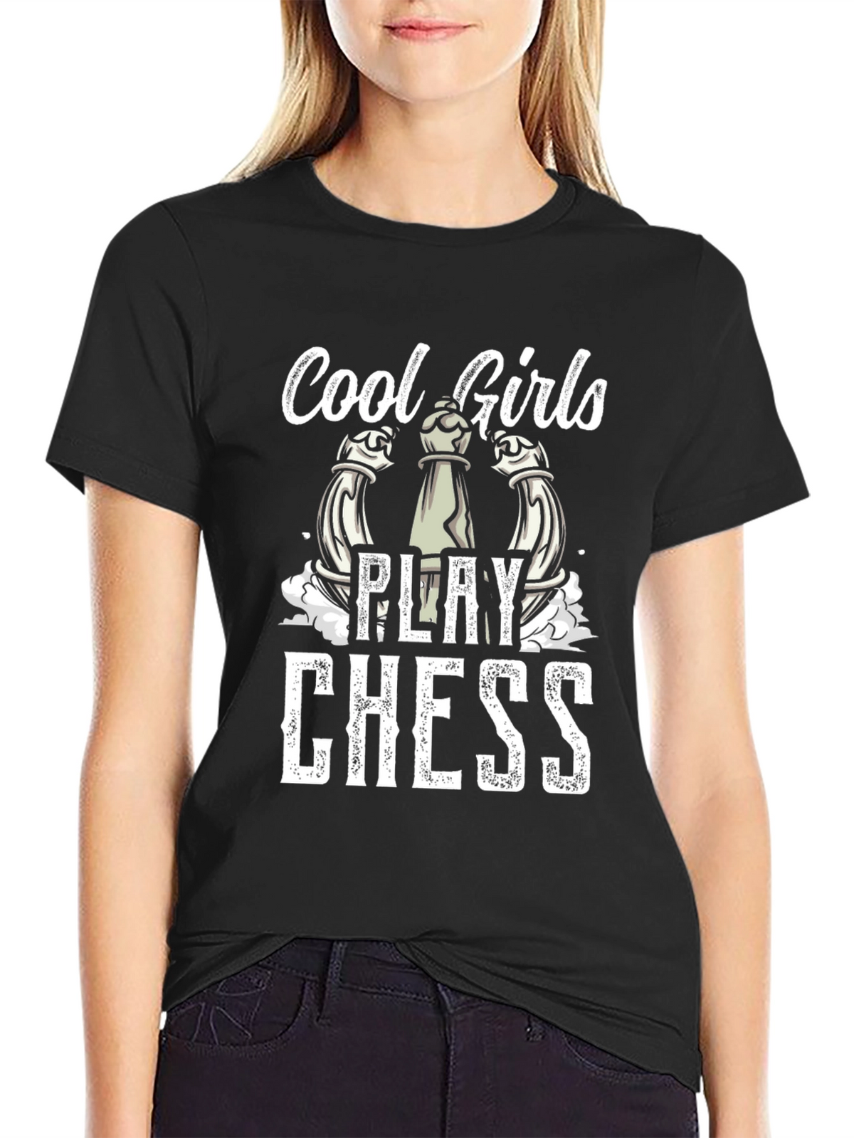 Cool Girls Play Chess T-Shirt - Black Cotton Tee