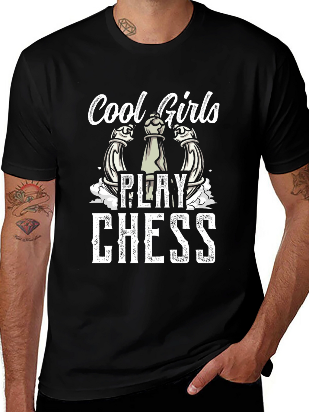 Cool Girls Play Chess T-Shirt - Black Cotton Tee