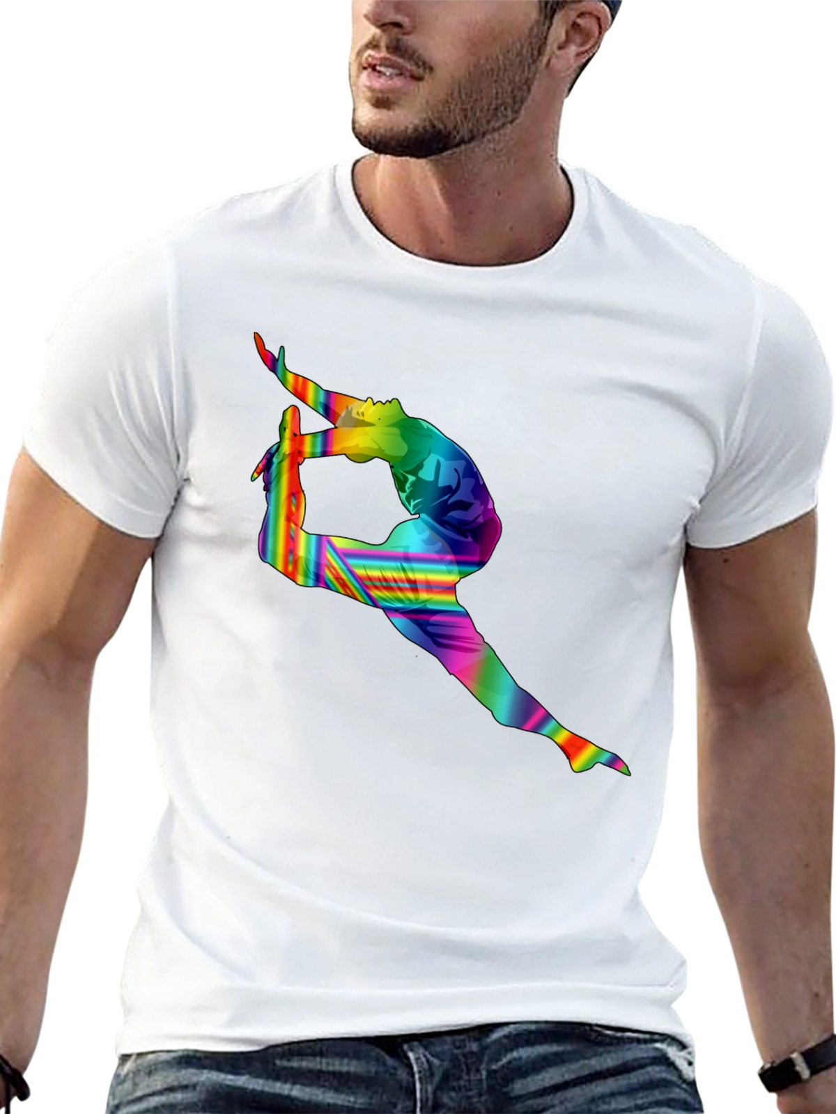 Rainbow Gymnastics Silhouette Black T-Shirt