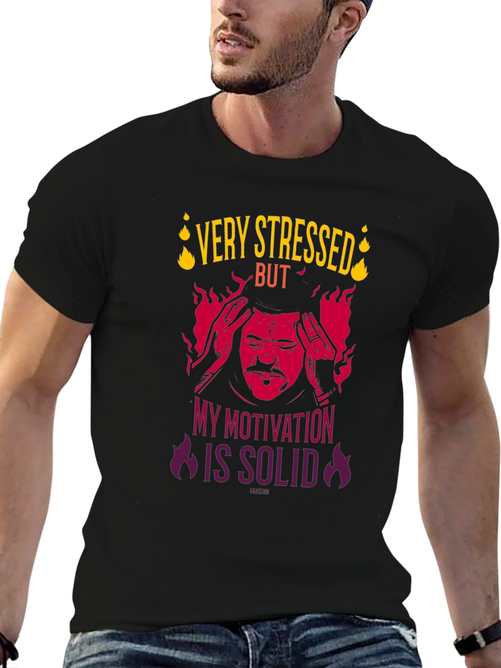 Very Stressed But Motivation Solid Graphic T-Shirt