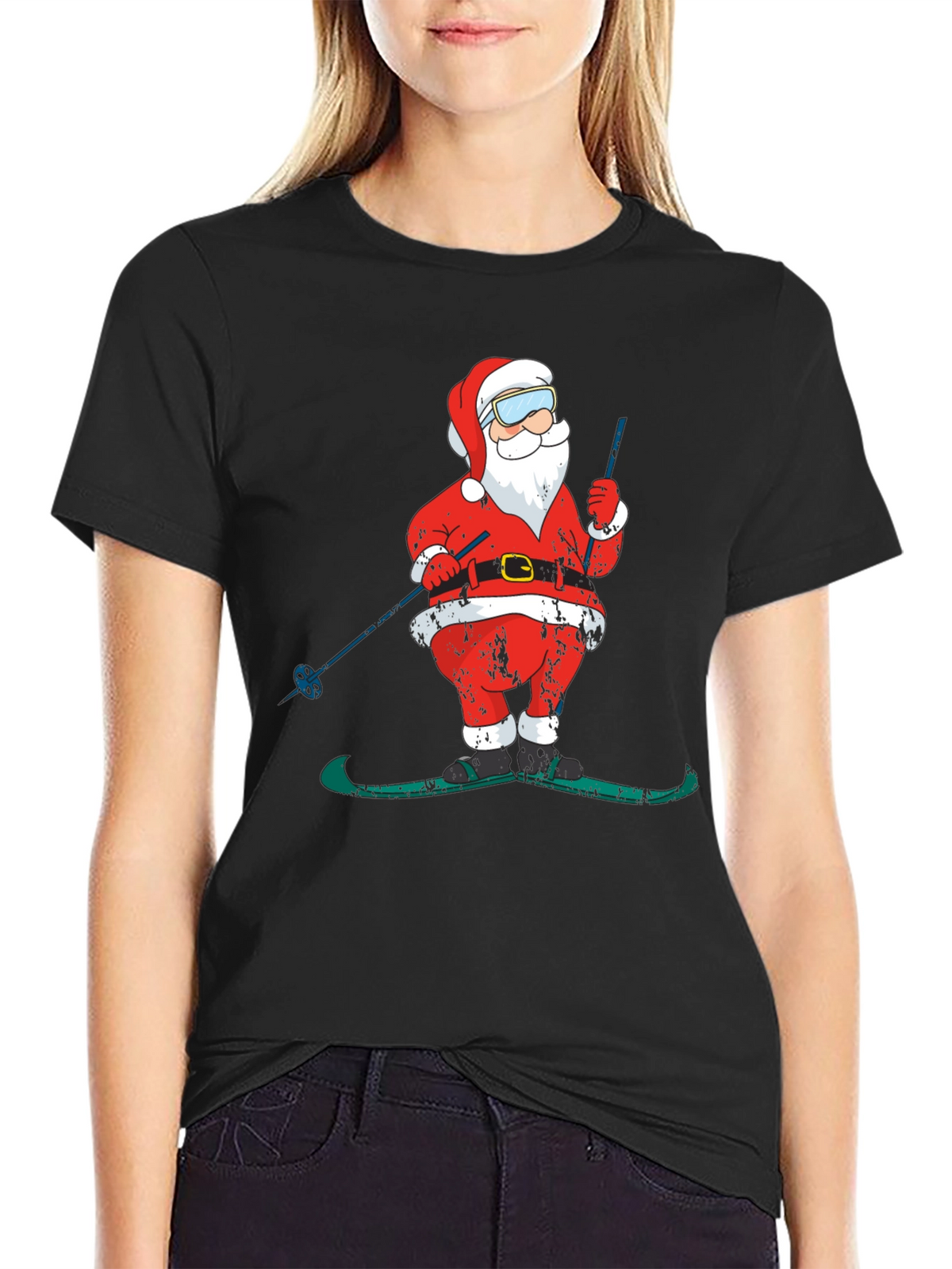 Skiing Santa Christmas T-Shirt