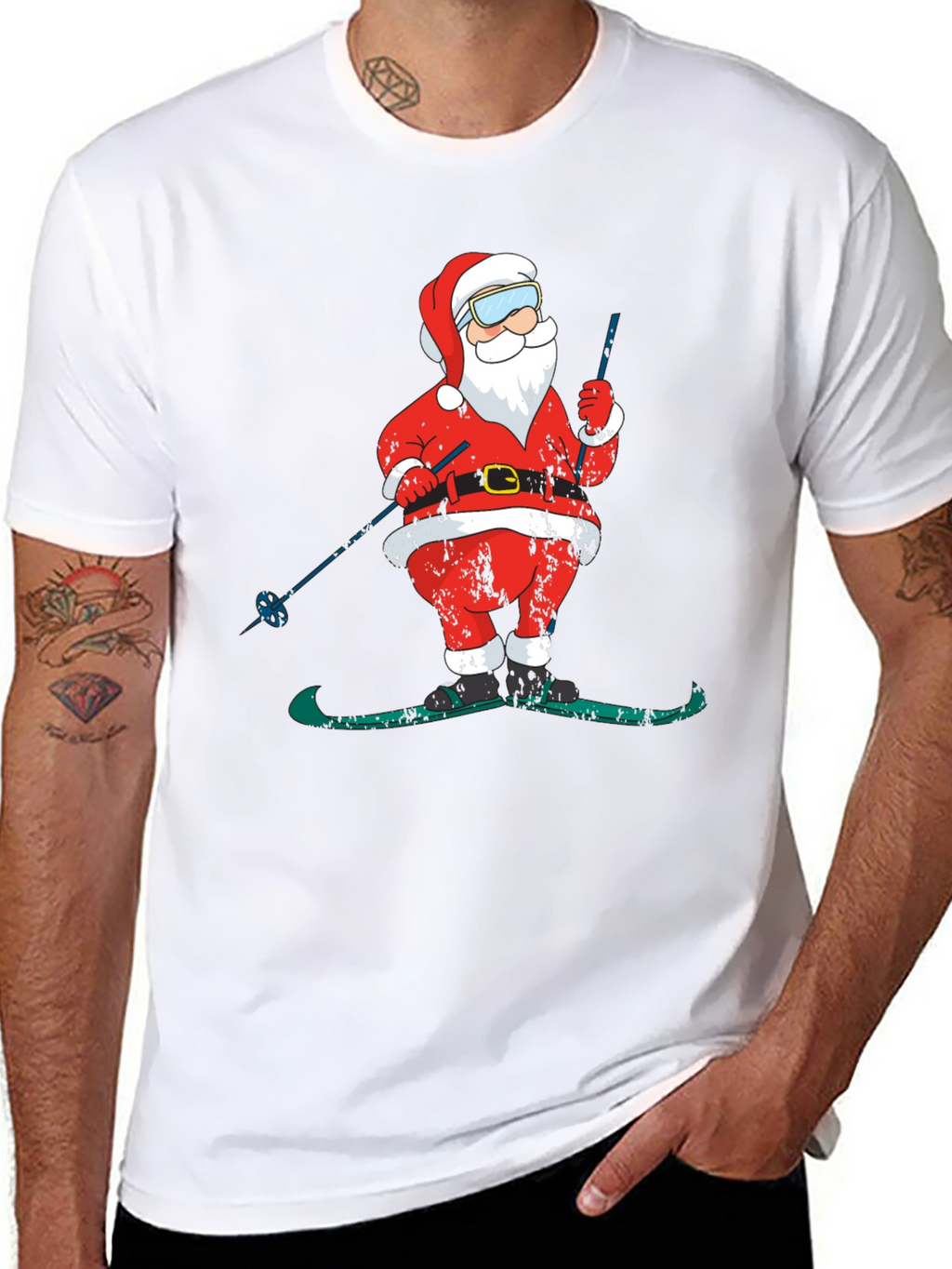 Skiing Santa Christmas T-Shirt
