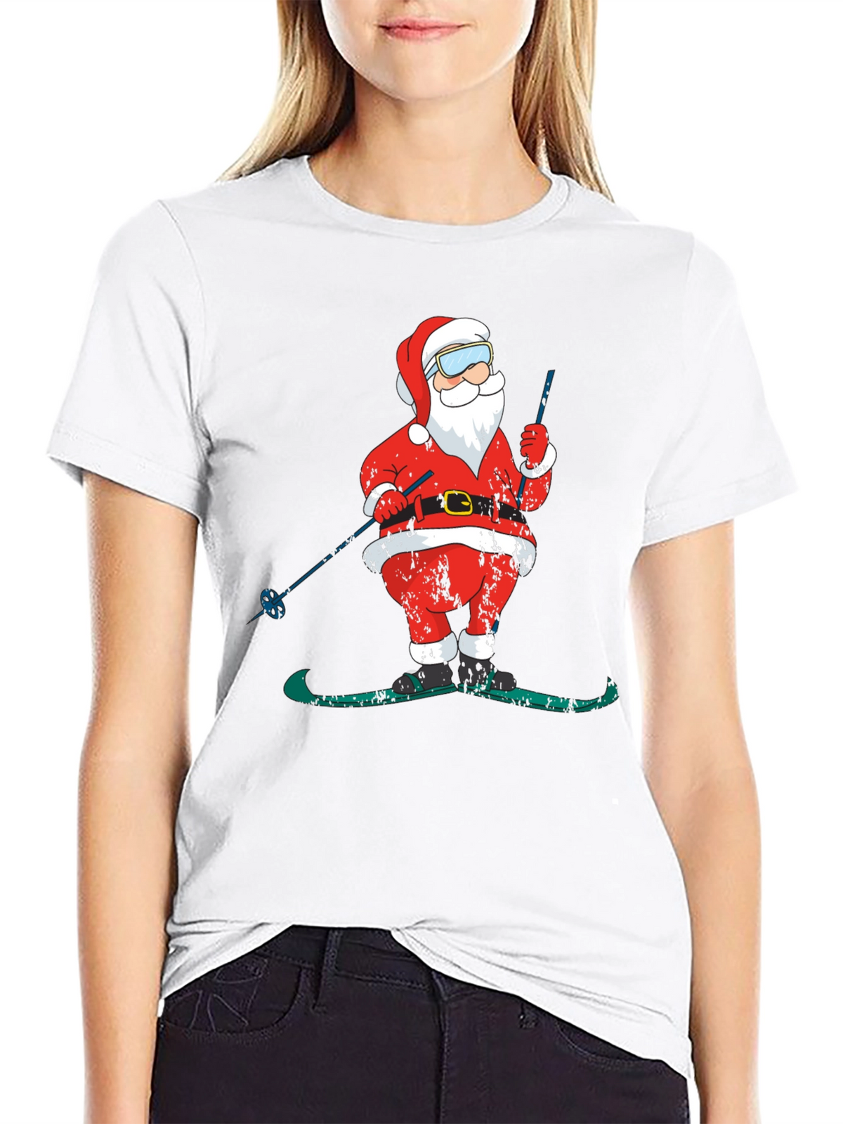 Skiing Santa Christmas T-Shirt