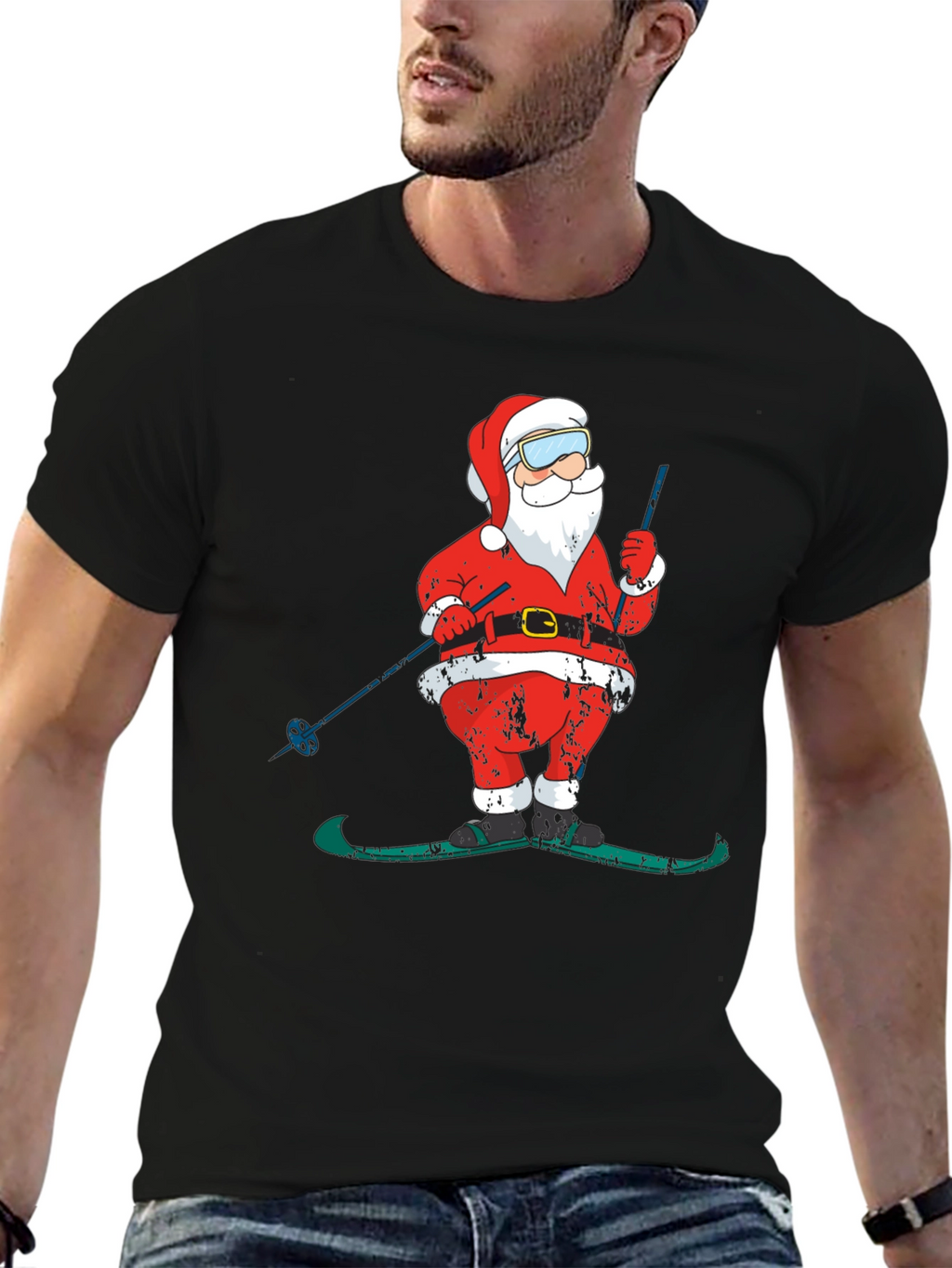 Skiing Santa Christmas T-Shirt