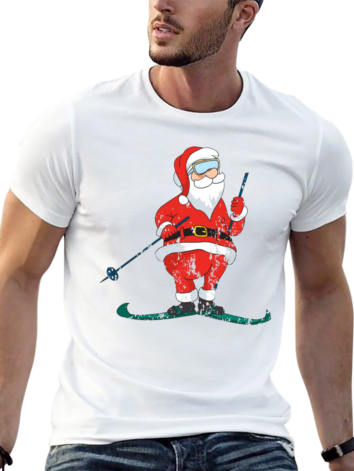 Skiing Santa Christmas T-Shirt