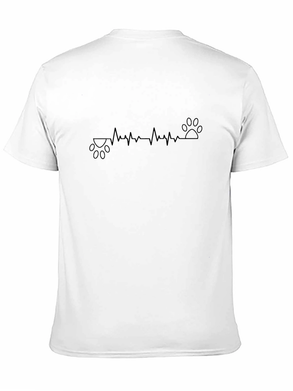Heartbeat Paw Print Tee - Soft Black Cotton