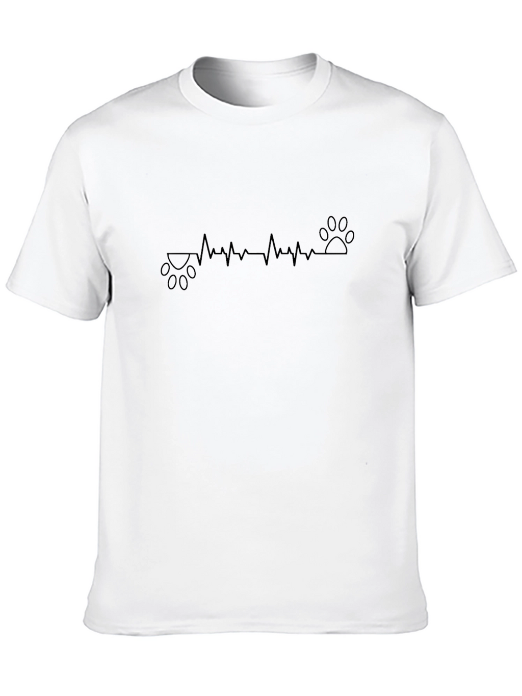 Heartbeat Paw Print Tee - Soft Black Cotton