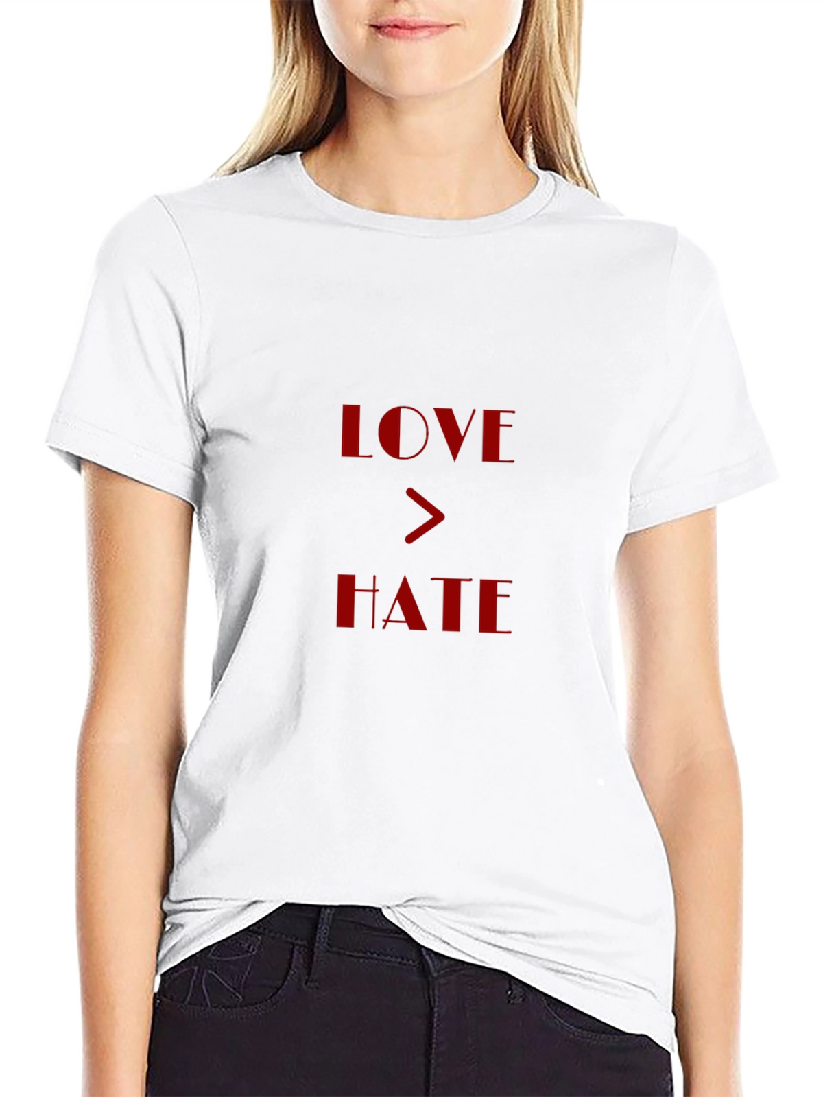 Love > Hate Graphic Print Black T-Shirt