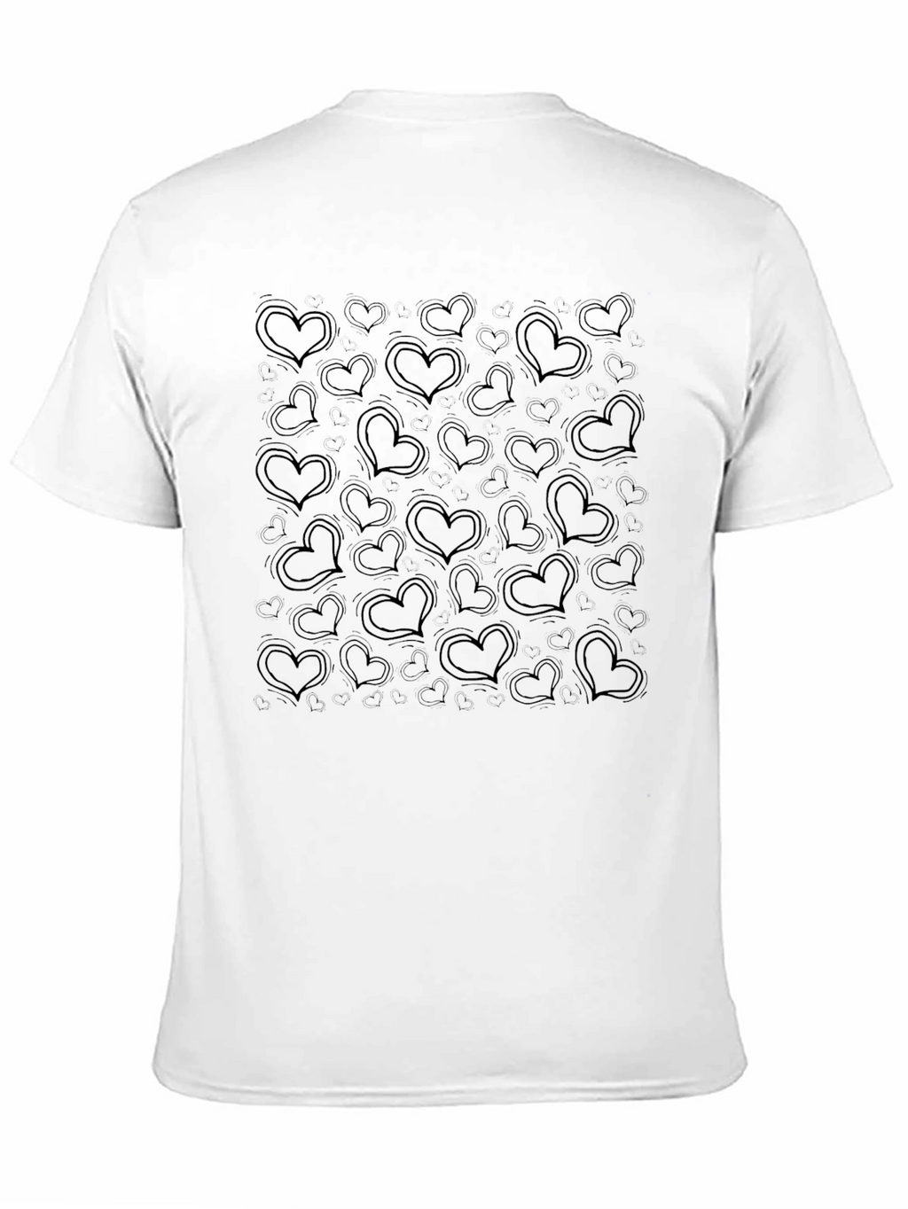 Heart Print Black Casual T-Shirt