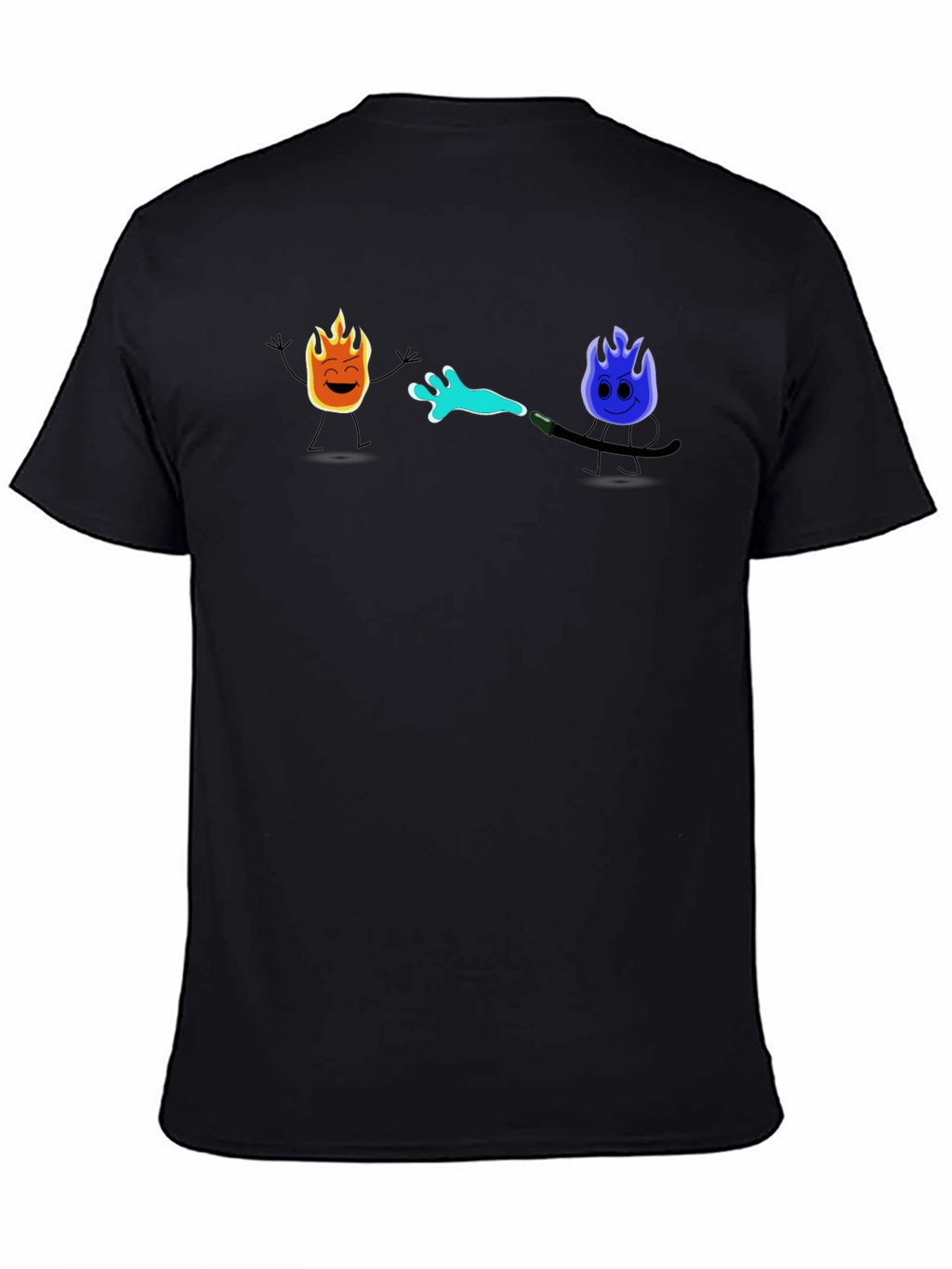 Cool Cartoon Fire & Water T-Shirt