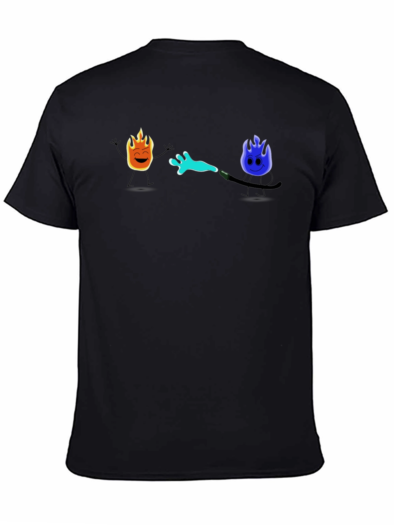 Cool Cartoon Fire & Water T-Shirt