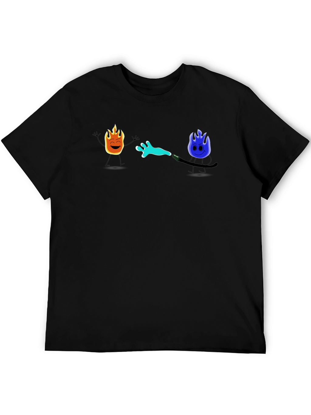 Cool Cartoon Fire & Water T-Shirt
