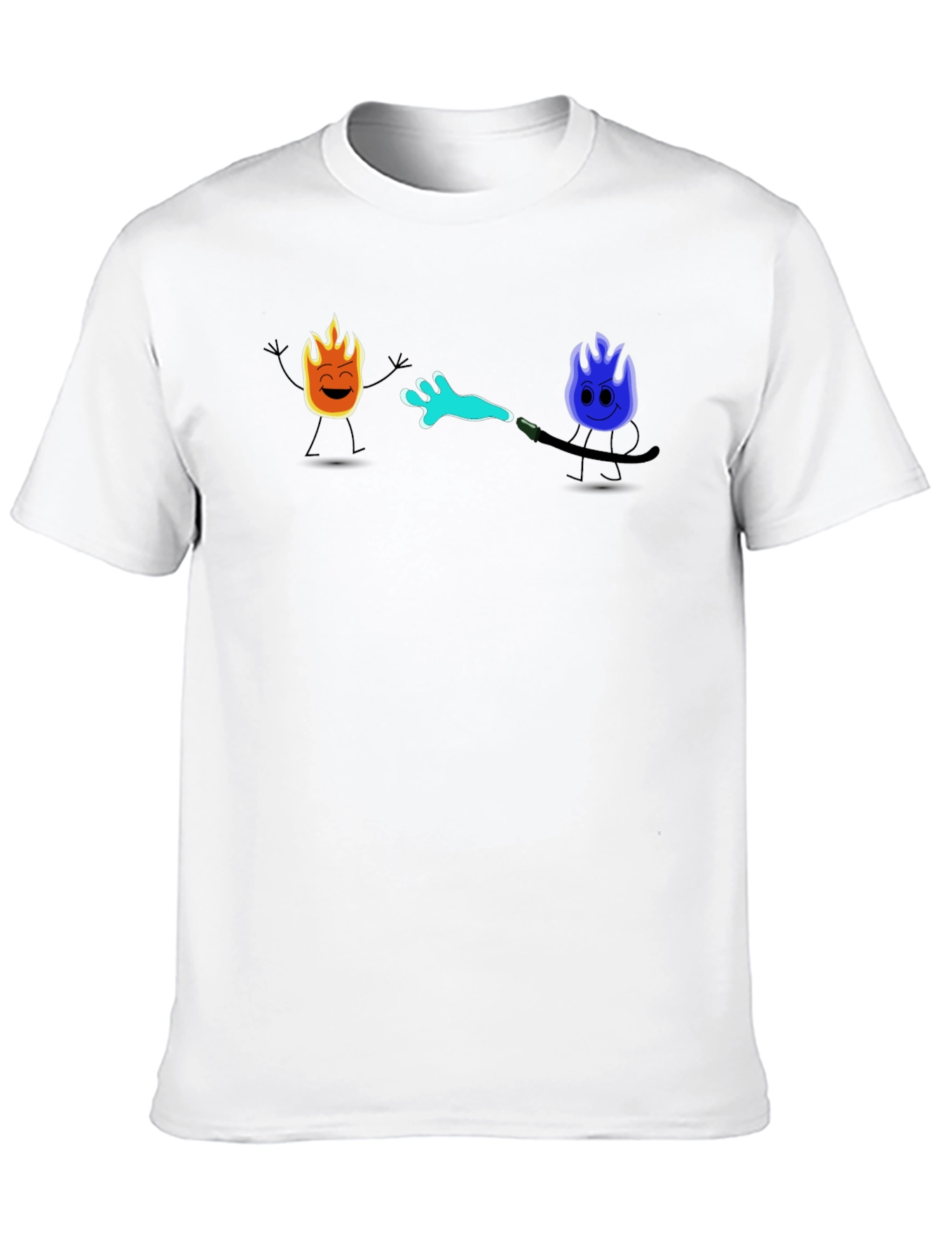Cool Cartoon Fire & Water T-Shirt
