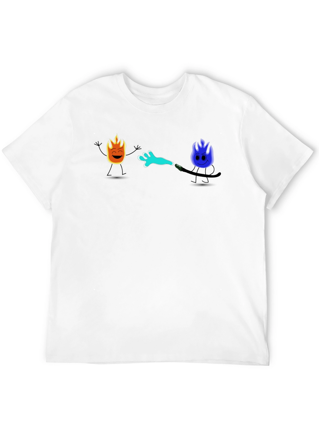 Cool Cartoon Fire & Water T-Shirt