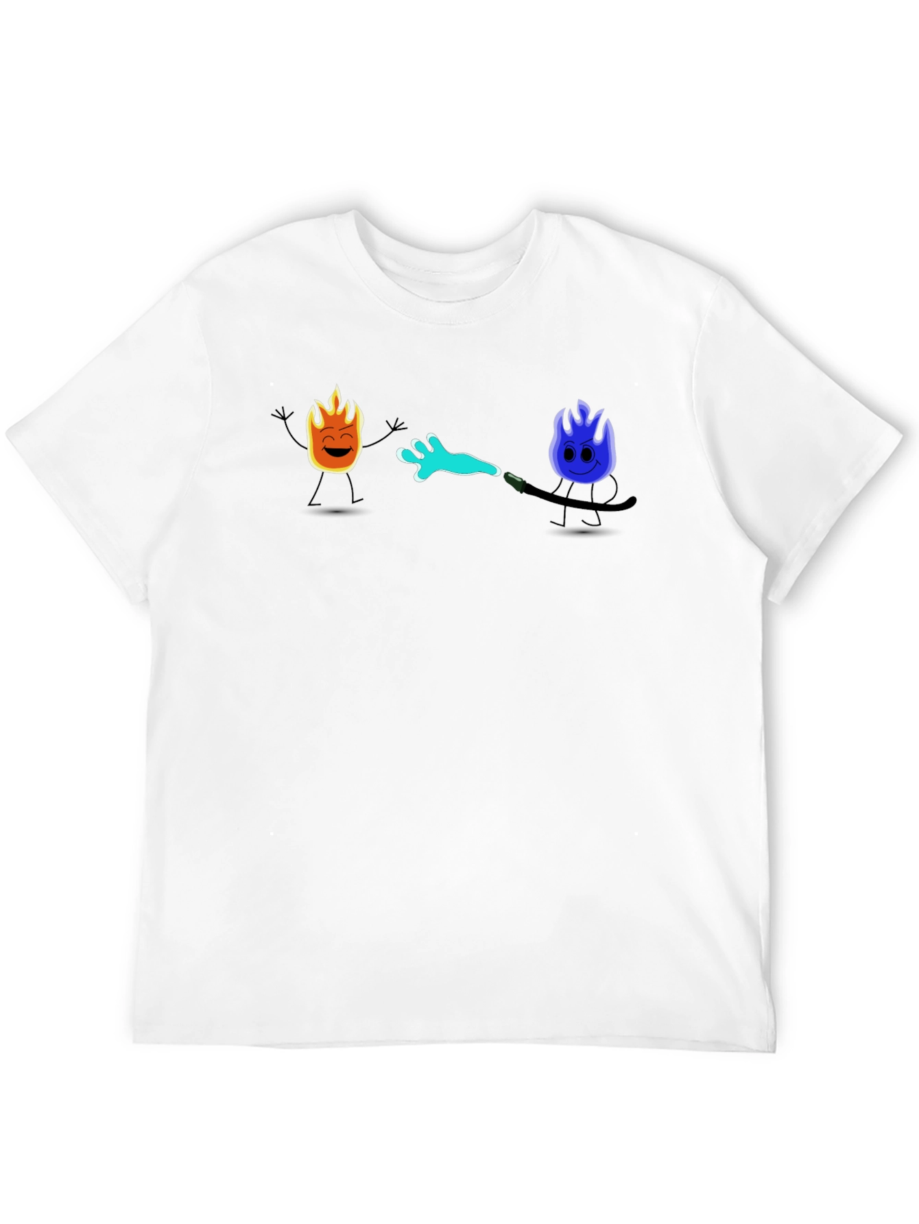 Cool Cartoon Fire & Water T-Shirt