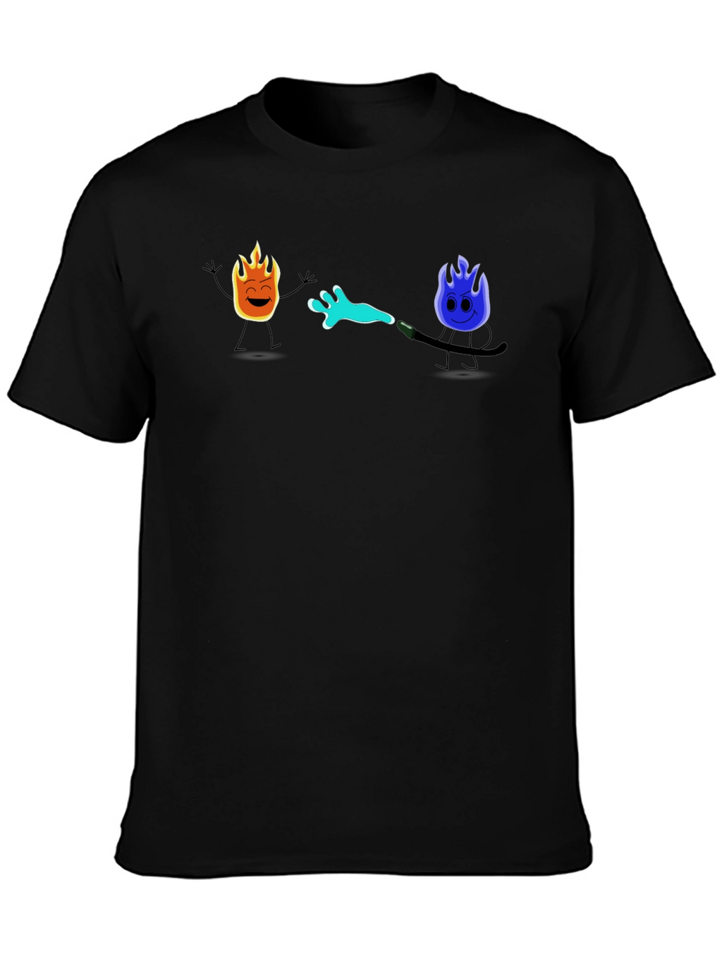 Cool Cartoon Fire & Water T-Shirt