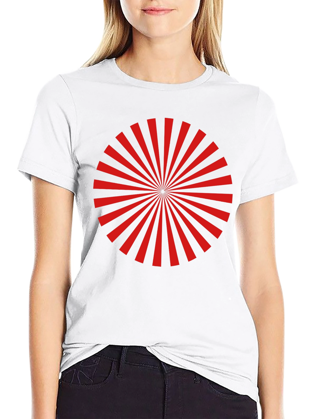 Red Radial Burst Graphic Tee - Black