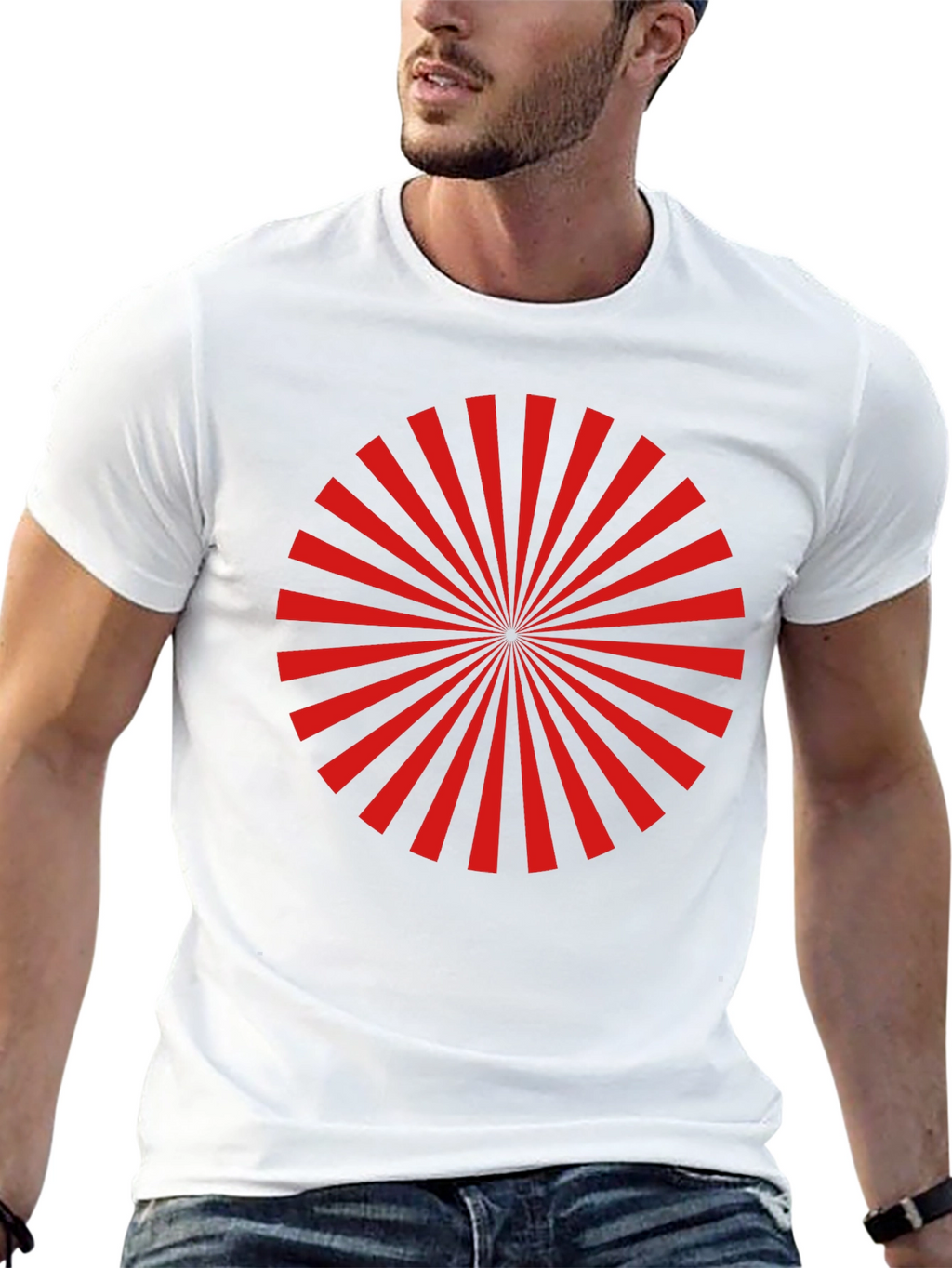 Red Radial Burst Graphic Tee - Black