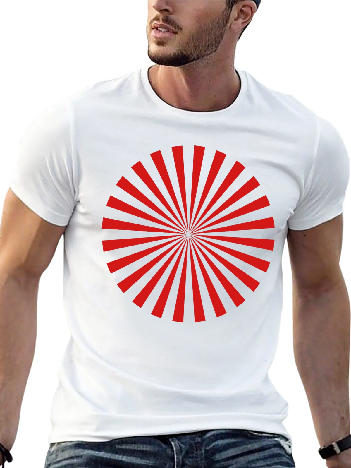 Red Radial Burst Graphic Tee - Black
