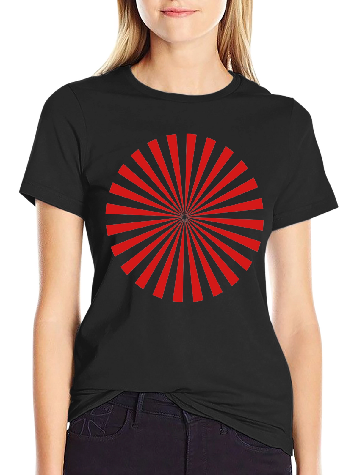 Red Radial Burst Graphic Tee - Black