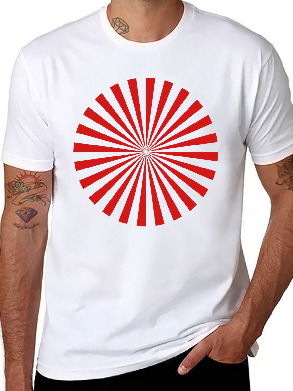 Red Radial Burst Graphic Tee - Black