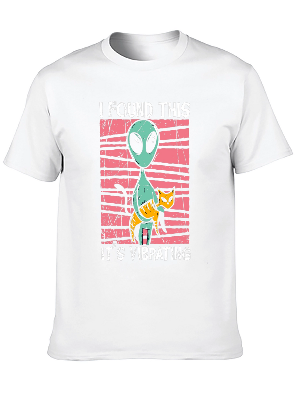 Alien & Cat Vibrating Humor Graphic Tee