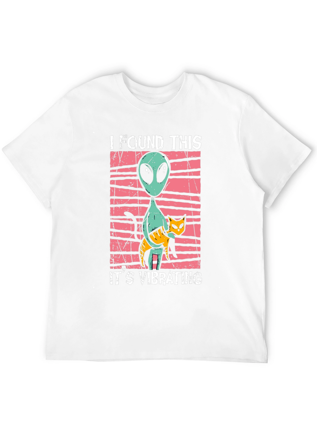 Alien & Cat Vibrating Humor Graphic Tee