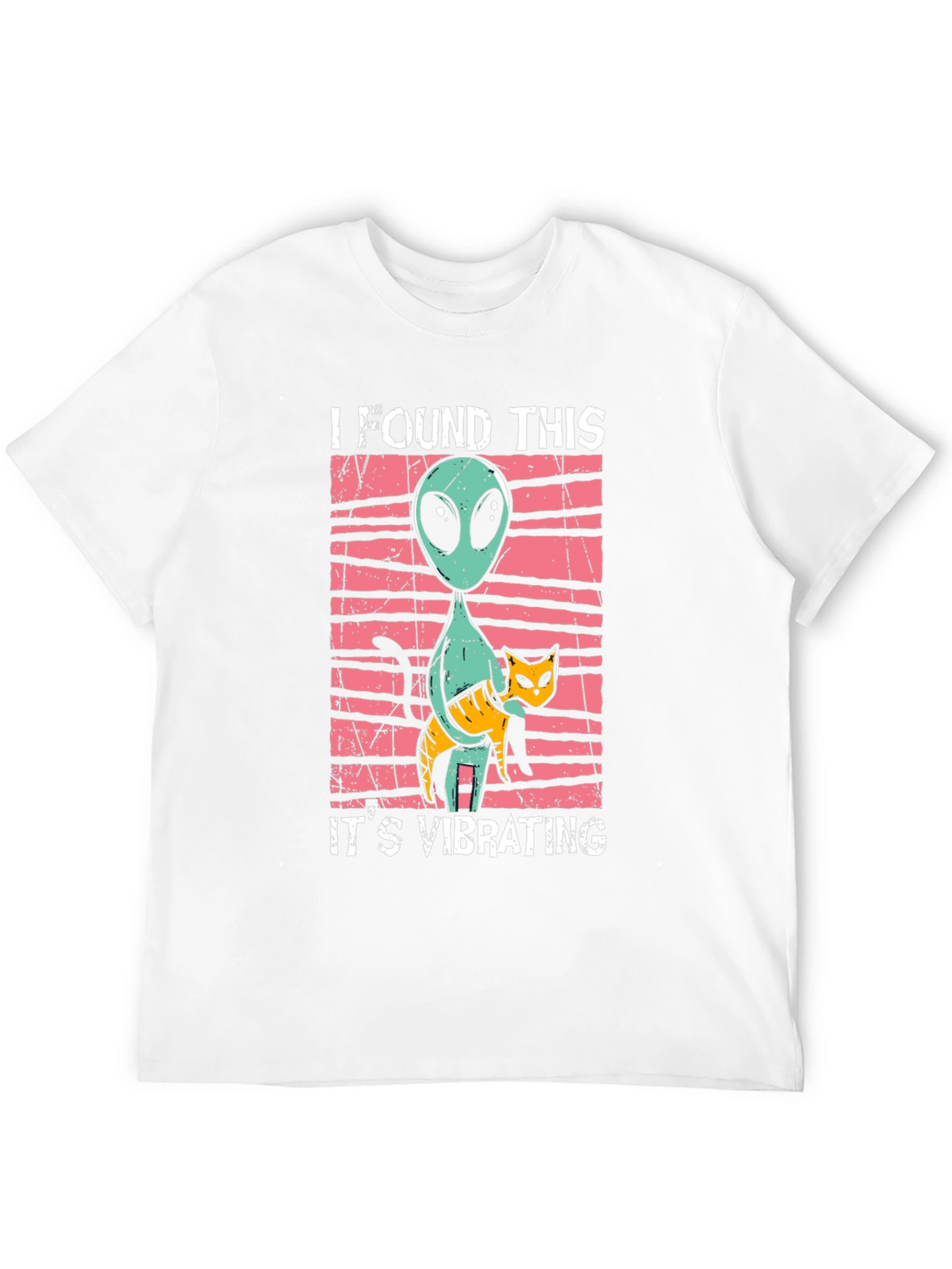 Alien & Cat Vibrating Humor Graphic Tee