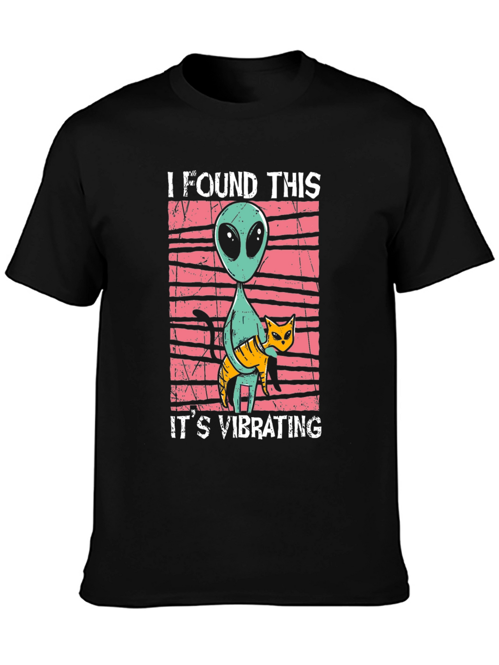 Alien & Cat Vibrating Humor Graphic Tee